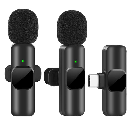 Wireless Microphone Portable Audio Video Recording Mini Mic for iPhone Android Live Broadcast