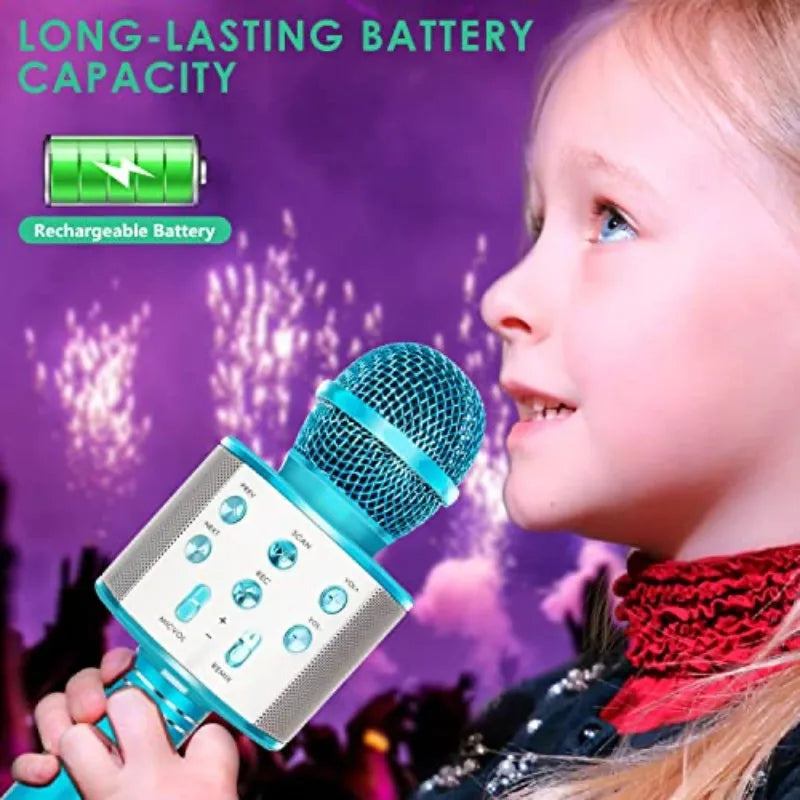 Microphone Wireless Bluetooth Karaoke  For Kids Toys,  For 3-15 Year Old Boys Girl Toys Birthday Gifts