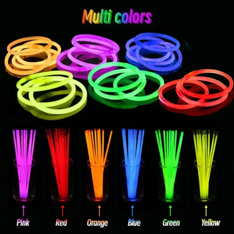 10/100pcs Fluorescence Sticks Party Multicolor Bright Colorful Bracelet Chemical