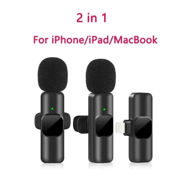 Wireless Microphone Portable Audio Video Recording Mini Mic for iPhone Android Live Broadcast