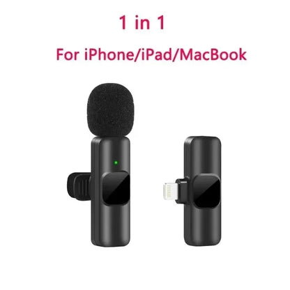 Wireless Microphone Portable Audio Video Recording Mini Mic for iPhone Android Live Broadcast