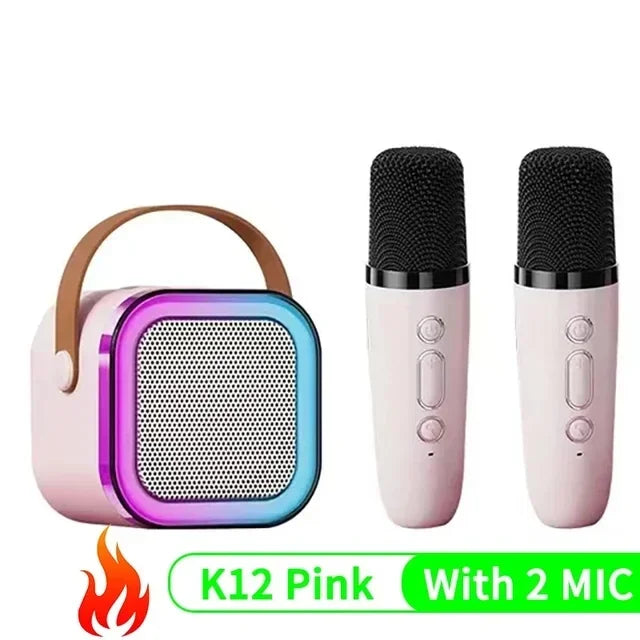 Karaoke Machine Portable Bluetooth Speaker With 1-2 Wireless Microphones